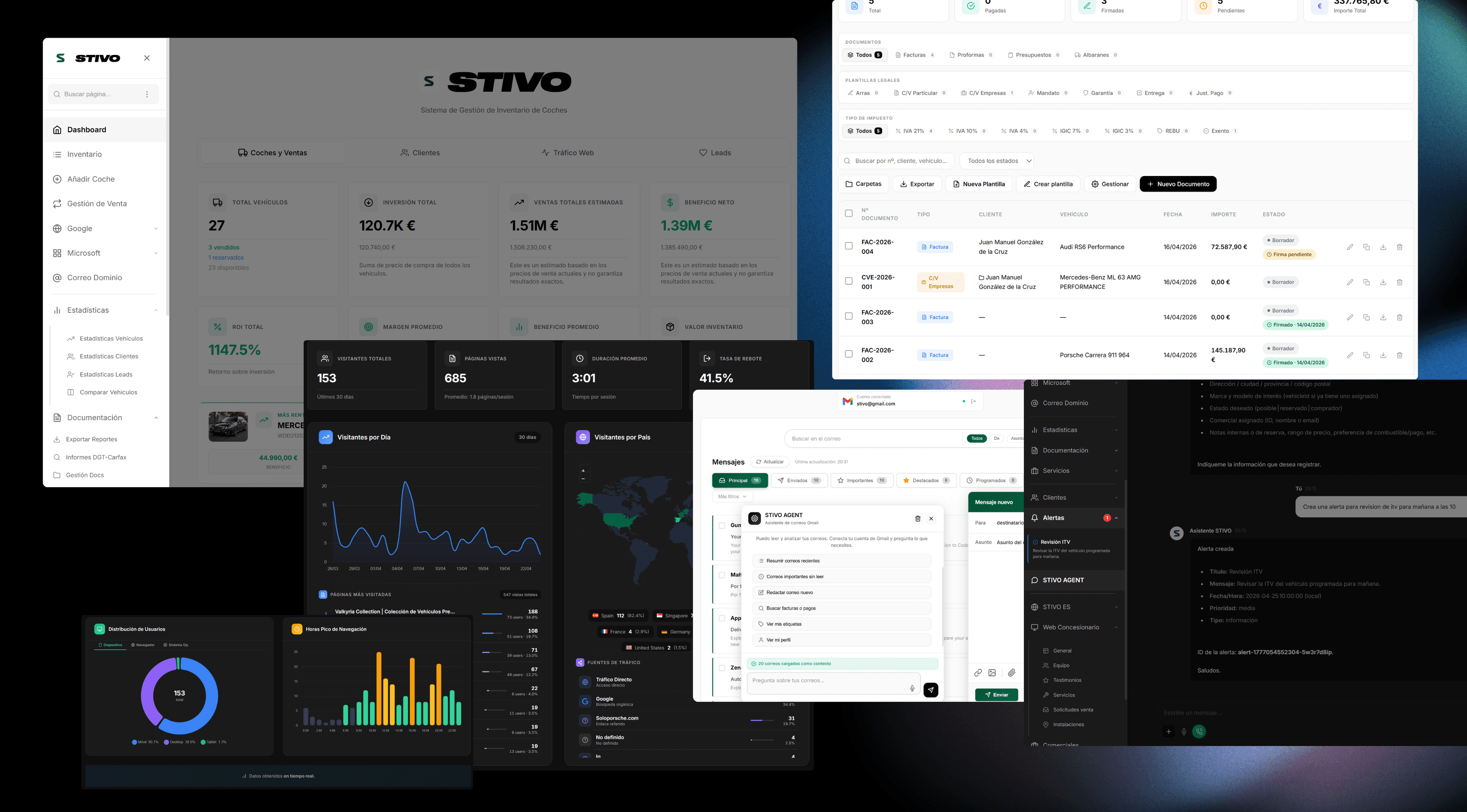 Stivo main dashboard on desktop