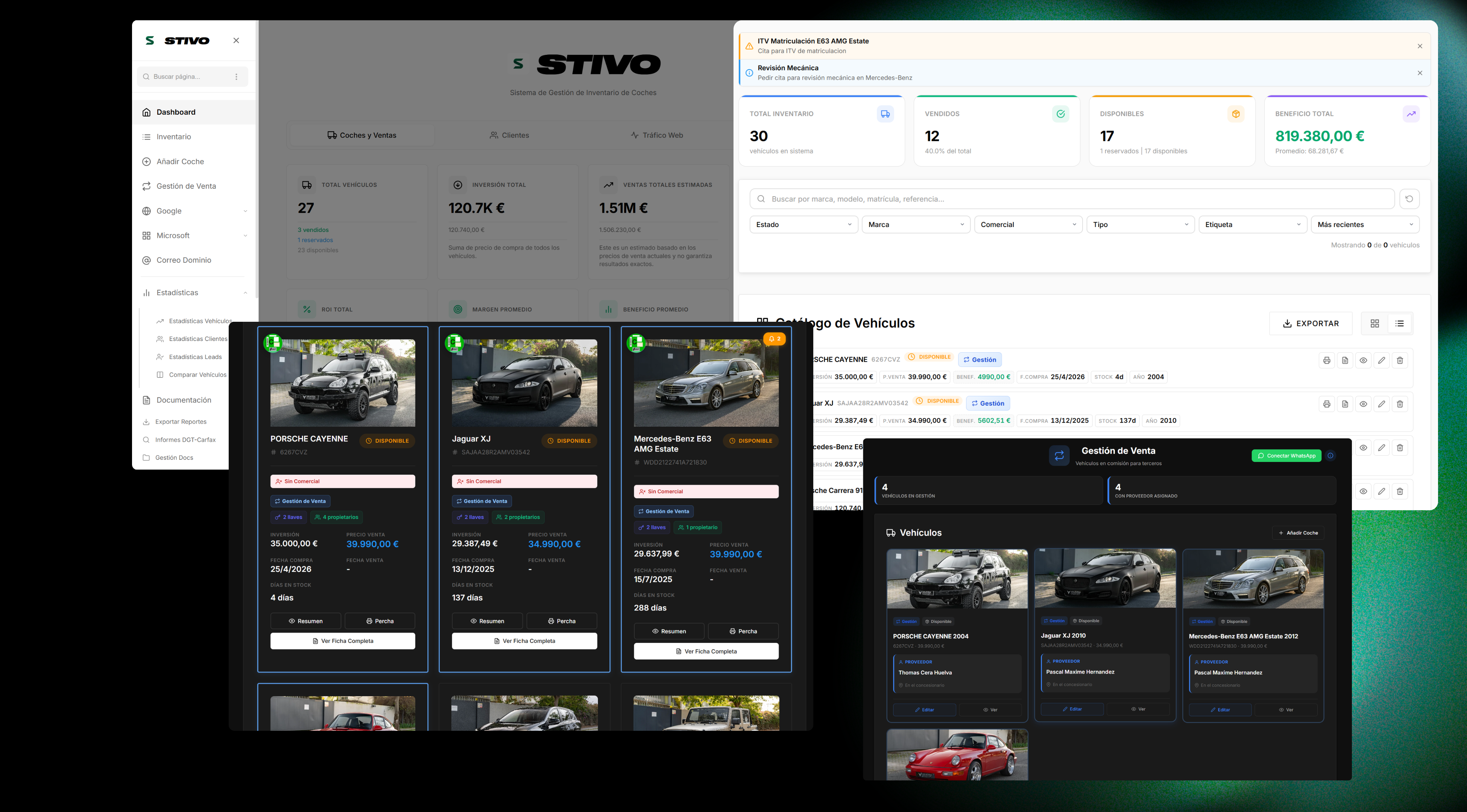 Vista de inventario en STIVO